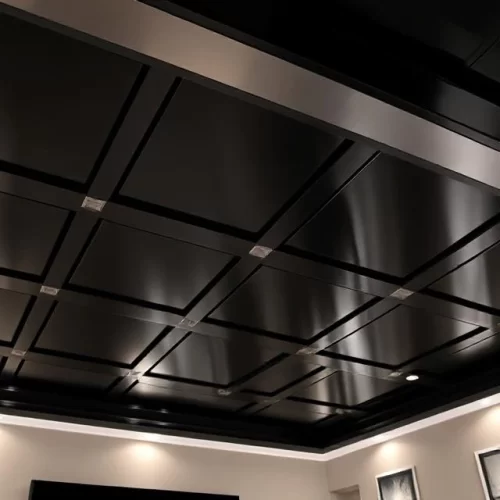 Model Plavon PVC Kombinasi Warna Hitam Glossy & Silver - Model Plafon PVC Mewah dengan Kombinasi Warna 
