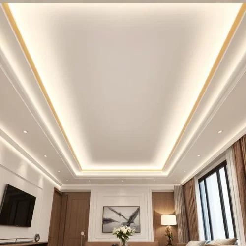 Model Plafon PVC Mewah Sentuhan Akhir Premium 2 Model Plafon PVC Putih Matte dengan Lis Emas - Model Plafon PVC Mewah Sentuhan Akhir Premium