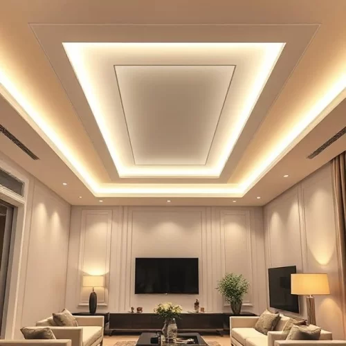 Model Plavon PVC Mewah untuk Ruang Tamu Minimalis 2 Plafon PVC dengan list LED - Model Plavon PVC Mewah untuk Ruang Tamu Minimalis 2