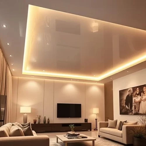 Model Plavon PVC Mewah untuk Ruang Tamu Minimalis 3 Plavon PVC Warna glossy putih - Model Plavon PVC Mewah untuk Ruang Tamu Minimalis