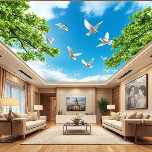 Model Plavon PVC 3D Custom - Model Plavon PVC Mewah untuk Ruang Tamu Minimalis 
