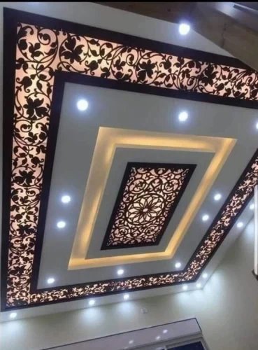 Model Plavon Pvc Klasik Motif Bunga Batik - Model Plafon PVC Mewah Ruang Tamu Klasik 