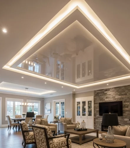 Model Plafon PVC Mewah dengan List LED 1 Model Plavon PVC Glossy List LED Putih - Model Plafon PVC Mewah dengan List LED