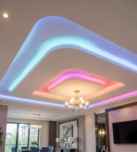 Model Plafon PVC Mewah dengan List LED 3 Model Plavon PVC Bertingkat List LED 2 Warna - Model Plafon PVC Mewah dengan List LED