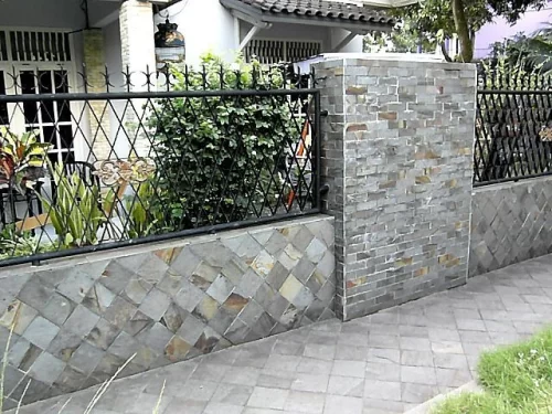 Pagar Rumah Tembok Minimalis 10 Model Pagar Tembok Kombinasi Keramik Dan Batu Alam - Pagar Rumah Tembok Minimalis