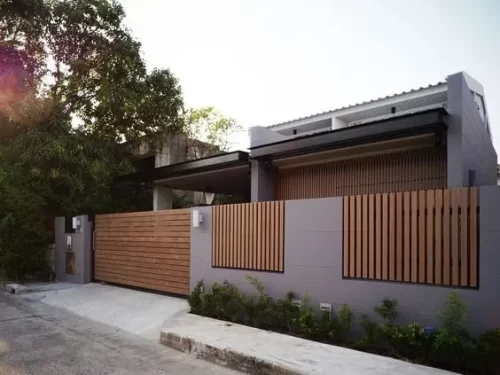 Pagar Rumah Tembok Minimalis 4 Model Pagar Tembok Beton kombinasi kayu - Pagar Rumah Tembok Minimalis