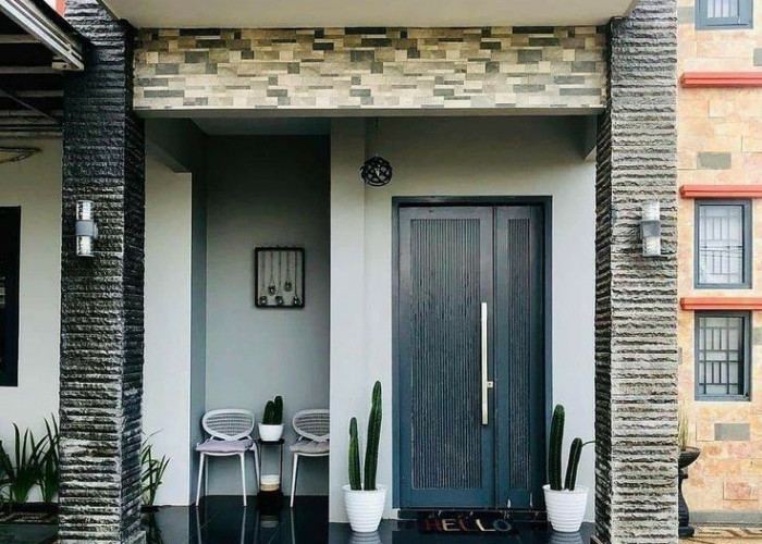 Teras dengan Aksen Batu Alam